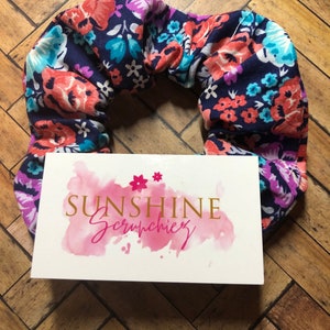 A New Day Floral scrunchie-scrunchies- flower-handmade hair accessory- ponytail accessories-hair ties- hair tie