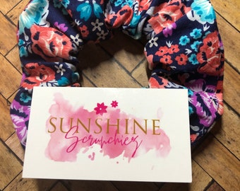 A New Day Floral scrunchie-scrunchies- flower-handmade hair accessory- ponytail accessories-hair ties- hair tie