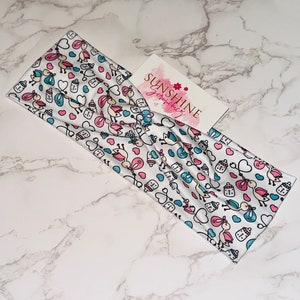 baby stork turban twist headband-nurses headband-labor and delivery-nicu-hair accessories-baby shower-L&D