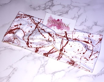 Blood splatter twist turban headband- Halloween headbands-knotted headbands-crime scene-hair accessories-