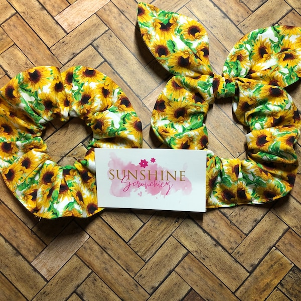 Sunflower Fields Handmade scrunchie-scrunchies- hair accessories- scrunchy- ponytail accessory- hair ties- elastic hair bands- gift -