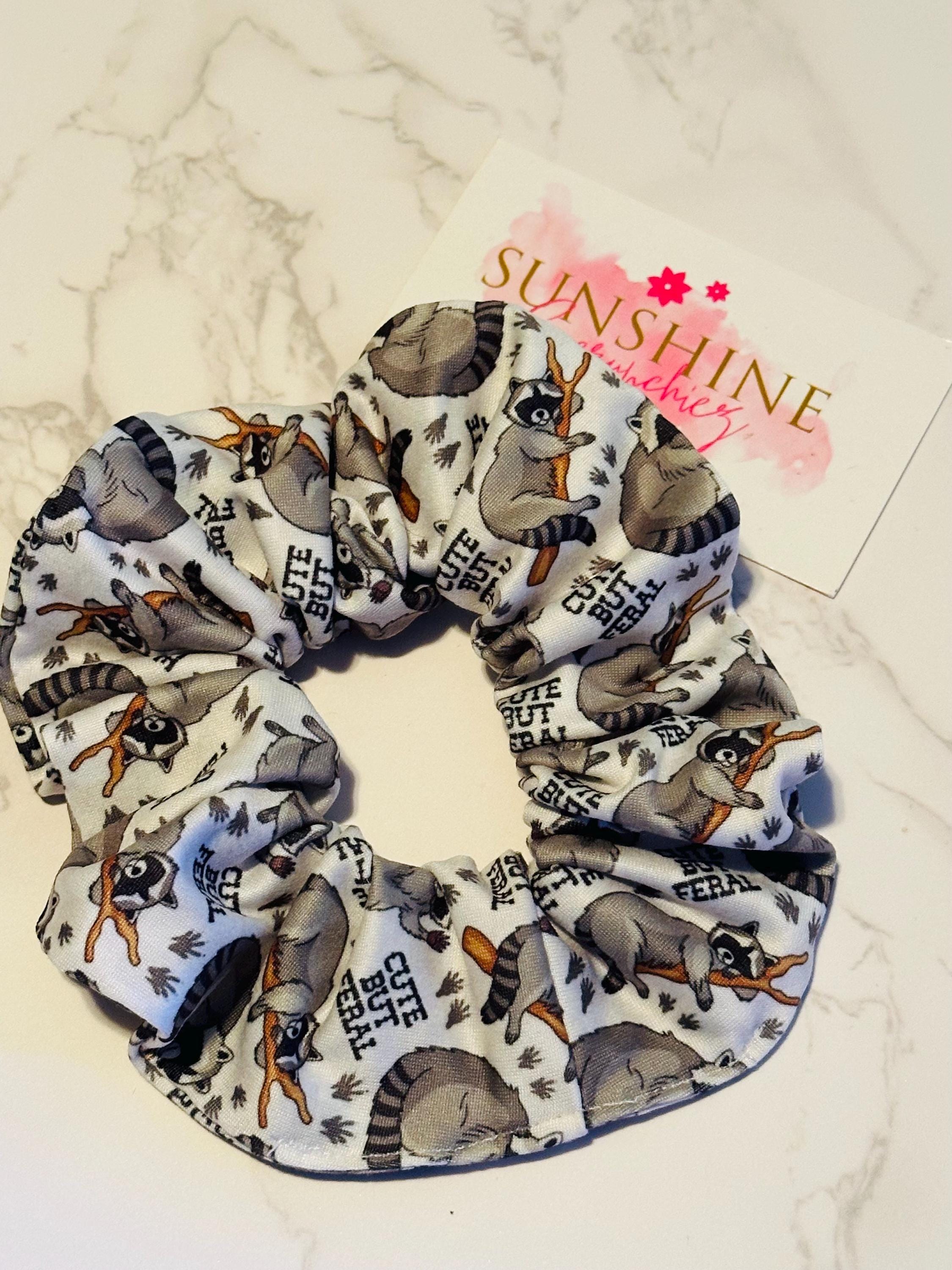 Raccoon scrunchie cute but feral-soft and stretchy scrunchie
