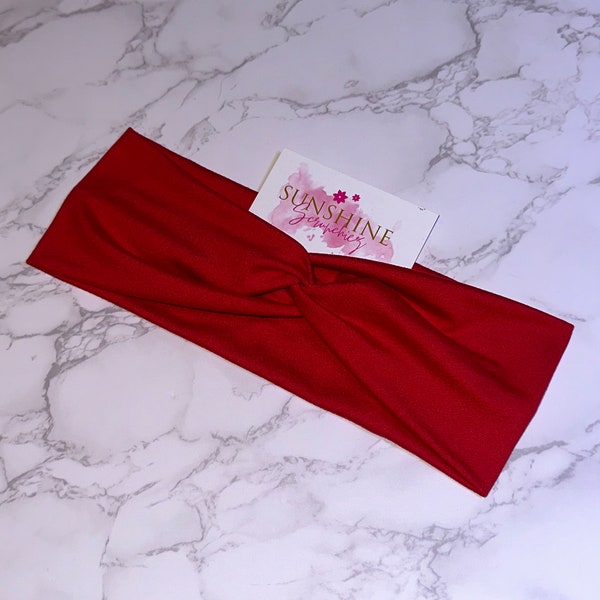 Red solid color headbands-solid color headband-hair accessories-knotted headband-soft headbands-nurses headbands- stretchy headband