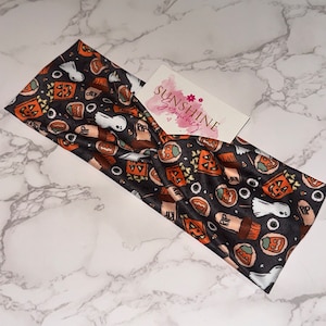 Trick or Treat Halloween headband-ghost candy-RIP cupcakes-pumpkin popcorn bags-candy corn- soft headband-knotted headband-hair accessories-