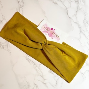 mustard solid colored headband-soft and stretchy knotted headband