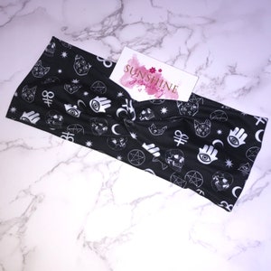 Black magic woman headband-witchy headbands- Halloween headbands-hair accessories-star-skull-eye-black cat- workout headbands-yoga headbands