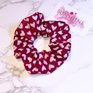 Valentine’s Day Heart Scrunchie-heart scrunchies- handmade hair ties- ponytail holder- hair accessories