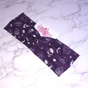Witchy woman twist turban style handmade headband-Halloween headbands-stars-skulls-twist headbands-turban headbands-yoga headband-
