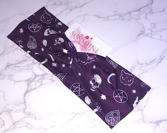Witchy themed headband-soft and stretchy
