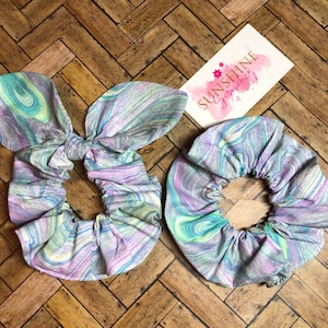 Handmade Pastel Agate Scrunchie: Hair Tie Accessory