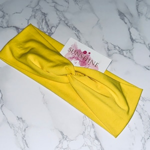 yellow turban twist headband- solid color headband-hair accessories-knotted headband-soft stretchy headband