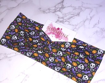 Diademas con calaveras, calabazas y murciélagos, estilo turbante, para Halloween, accesorios para el cabello, diademas de yoga, diademas hechas a mano.