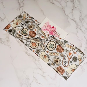 medical headband-nurses headband-RX headband-nurse gift-soft stretchy headband-knotted headband