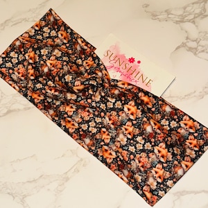 Red Fox Floral headband- soft and stretchy headband