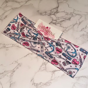 nurses headband-stethoscope headband-medical headband- healthcare headband- knotted headband-soft headband