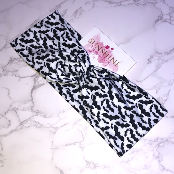 Scary bats Halloween headbands-bat headbands-hair accessories- turban twist headbands- workout headbands-nurses headbands-spooky-hocus pocus