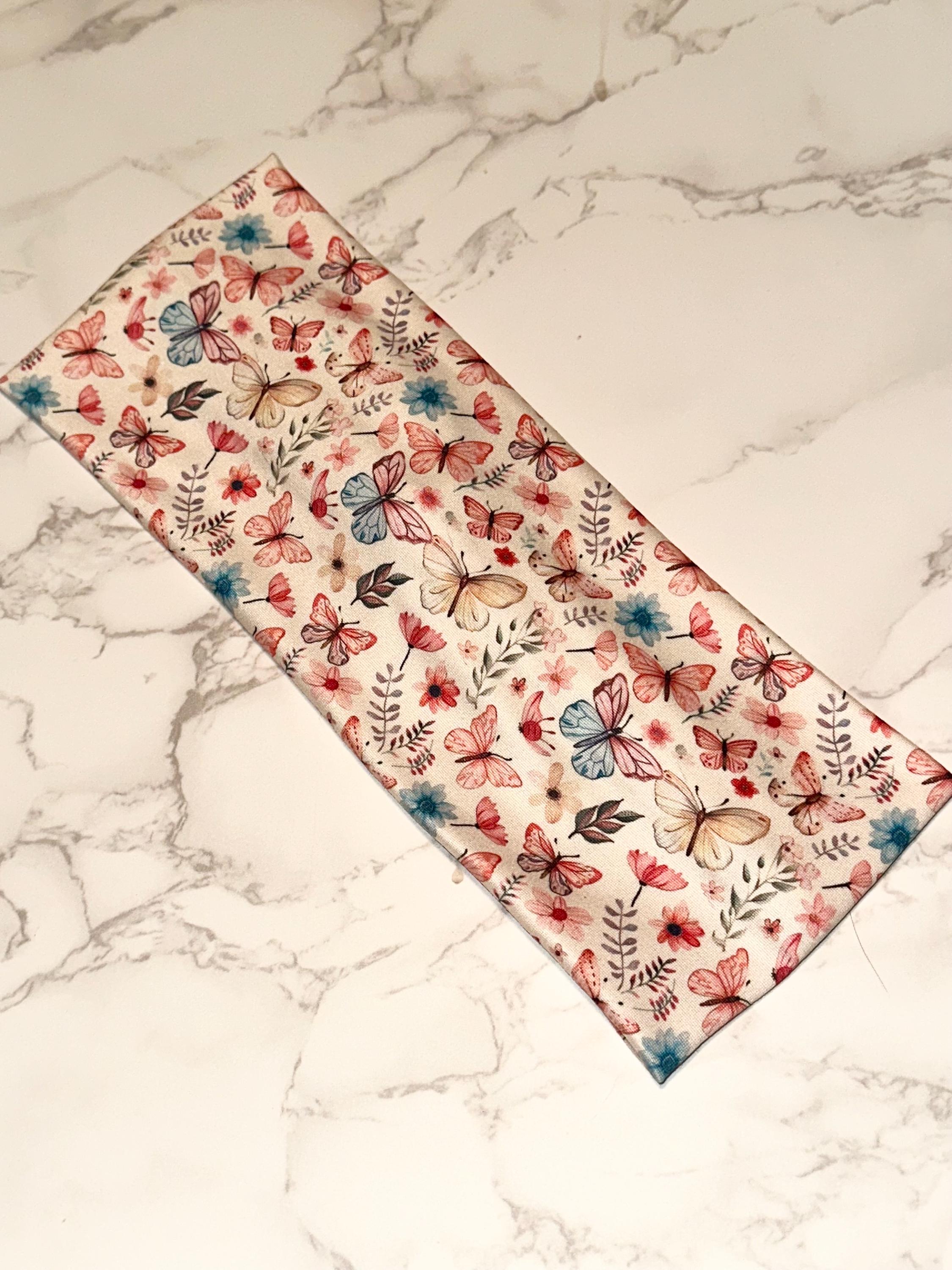 Fascia per capelli con motivo a farfalla e motivo floreale: turbante boho elastico - Italia