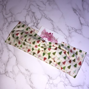 Red and green Christmas tree turban twist headband- Christmas headbands- christmas hair accessories-knotted headband-stretchy headband