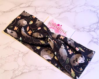 possum soft and stretchy headband-woodland animal headband-opossum headband