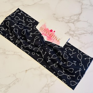 nurses stethoscope soft and stretchy headband-medical headband-healthcare headband-knotted headband-nurse gift
