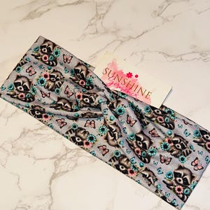 Bandeau pour bébés ratons laveurs, papillons et marguerites - Bandeau doux et extensible