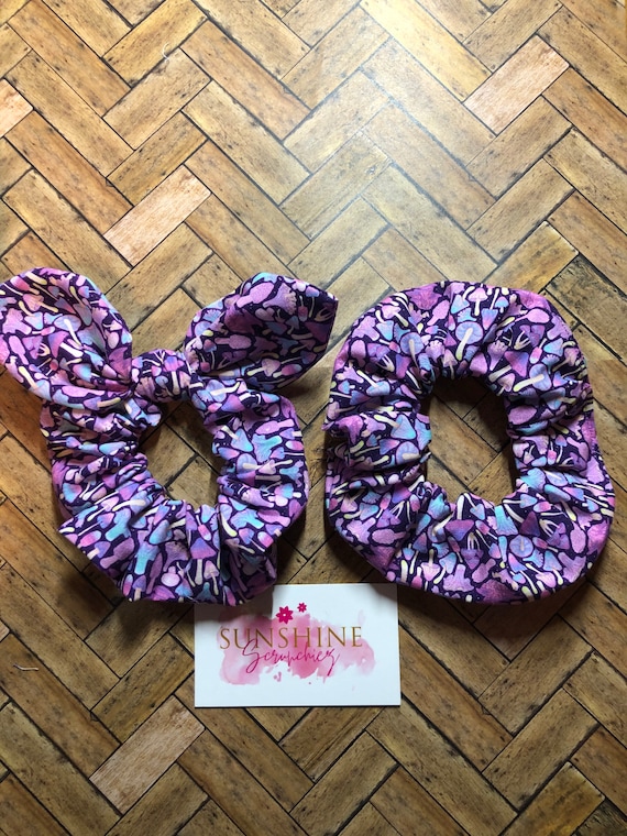 Enchanted mushroom handmade scrunchie- bunny ear scrunchies- hair bows- hair ties- ponytail accessory-