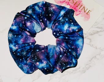 Galaxy themed soft and stretchy scrunchie-ponytail hair band