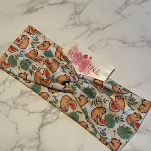 capybara and watermelon themed headband-soft and stretchy headband