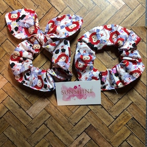 Rag doll handmade scrunchies- bow scrunchie- ponytail accessory-hair accessories-hair ties