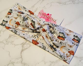mushrooms,frogs and dragonfly headband-soft and stretchy headband