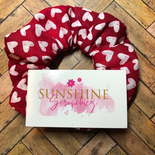 Valentine’s Day Heart Scrunchie-heart scrunchies- handmade hair ties- ponytail holder- hair accessories