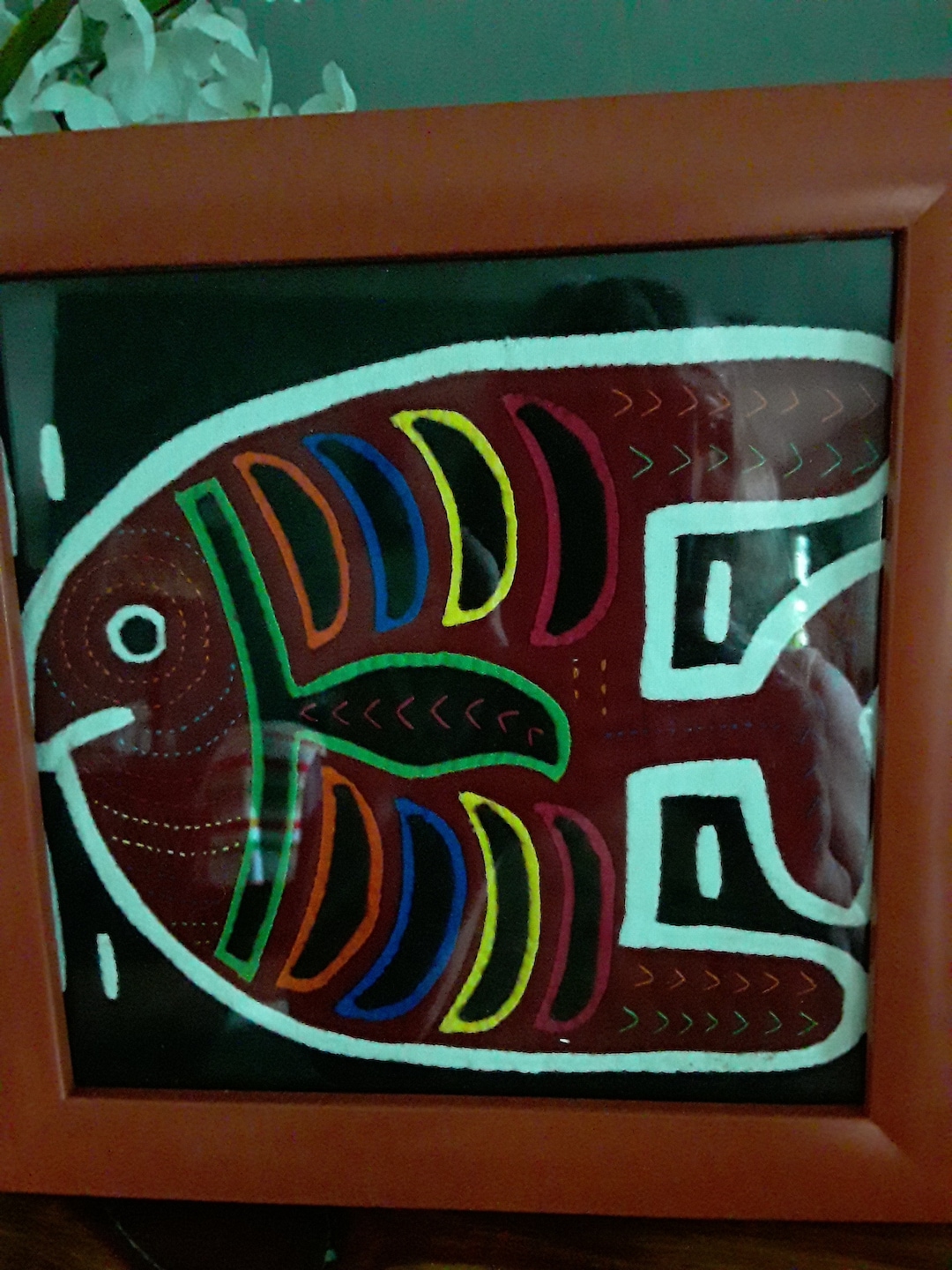 Vintage Native Folk Art-mayan Inspired Embroidered Fish on Cotton-made ...