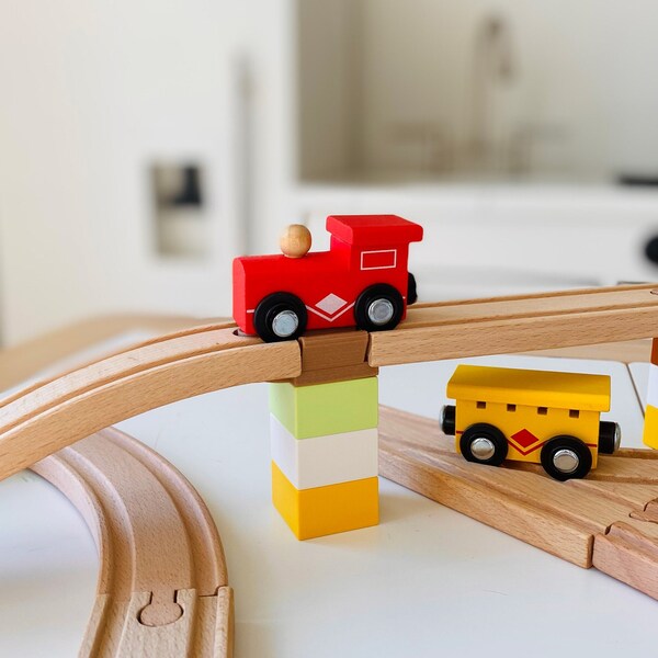 Duplo and Wooden toy train connector track adapter compatible with Brio | Thomas | Lillabo | Melissa & Doug | Montessori Toddler Educational