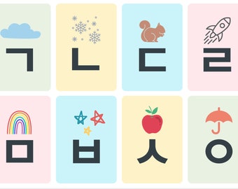 Korean Alphabet Flash Cards Printable