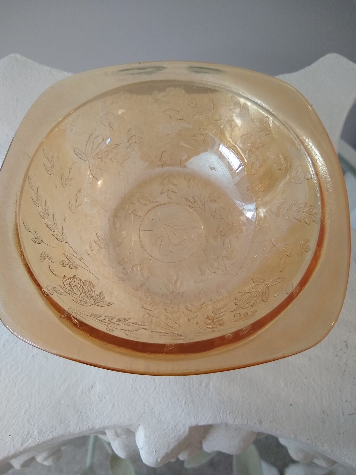 Orange Depression Glass Dessert Dish Etsy