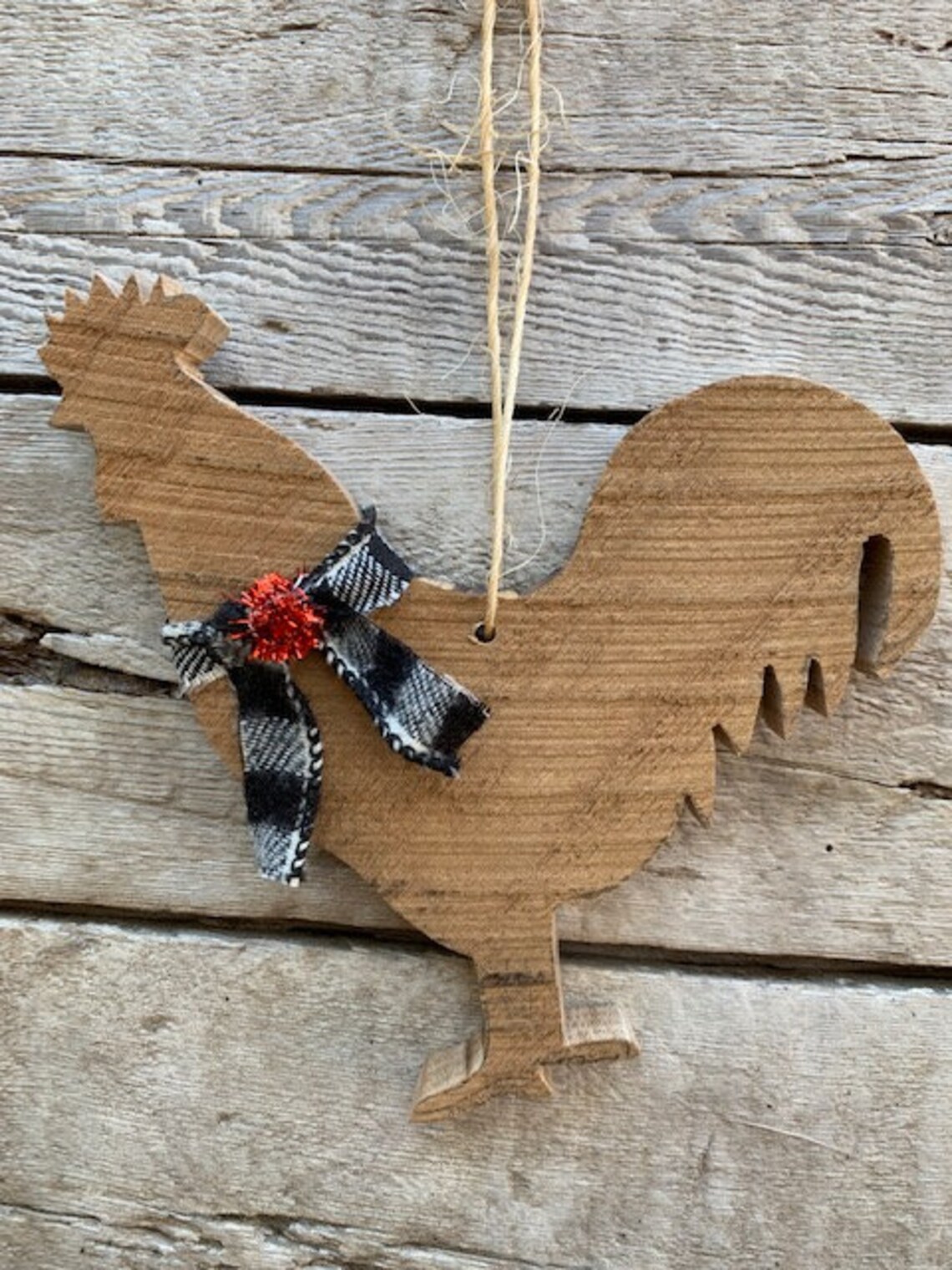 Barnwood Rooster Christmas Ornaments Primitive Farmhouse Etsy