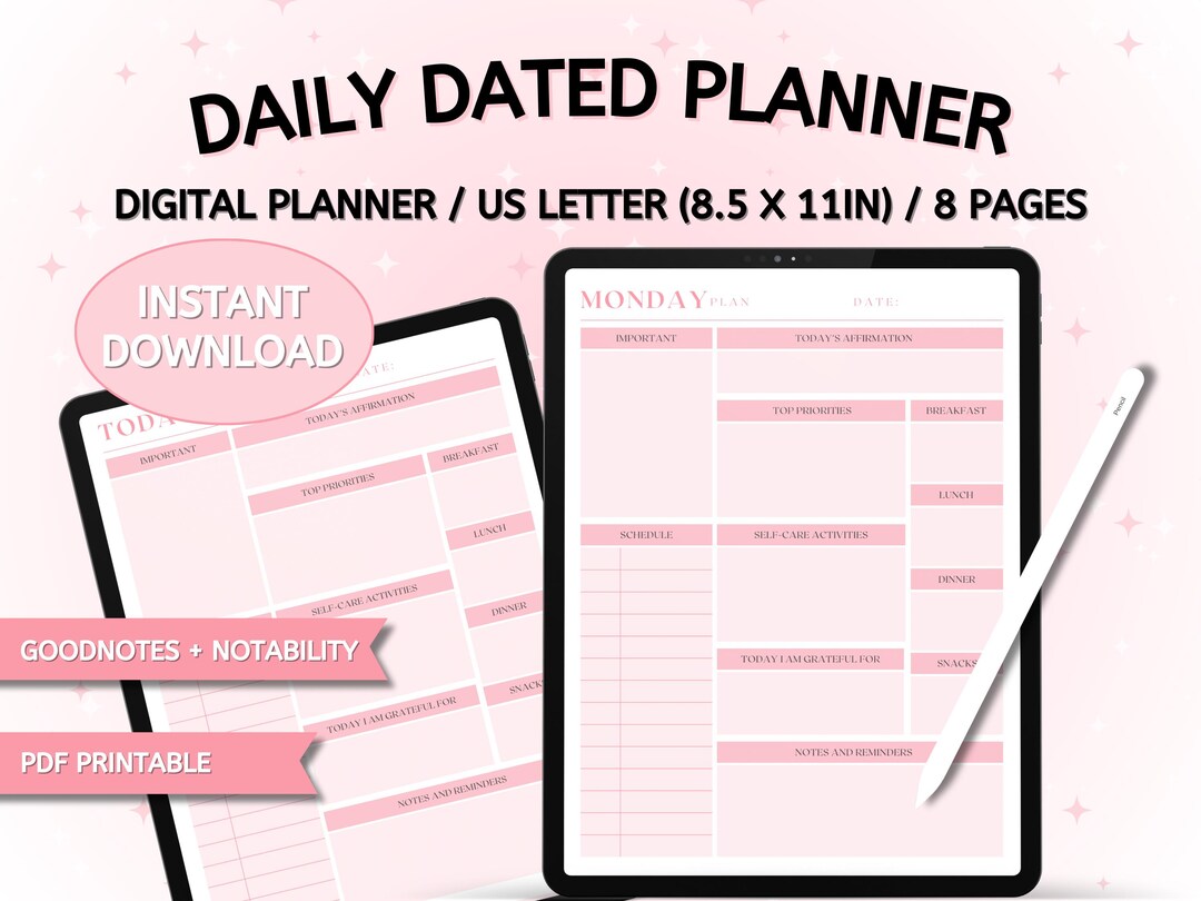 Digital Goodnotes Daily Dated Planner Printable Inserts for Big Classic ...