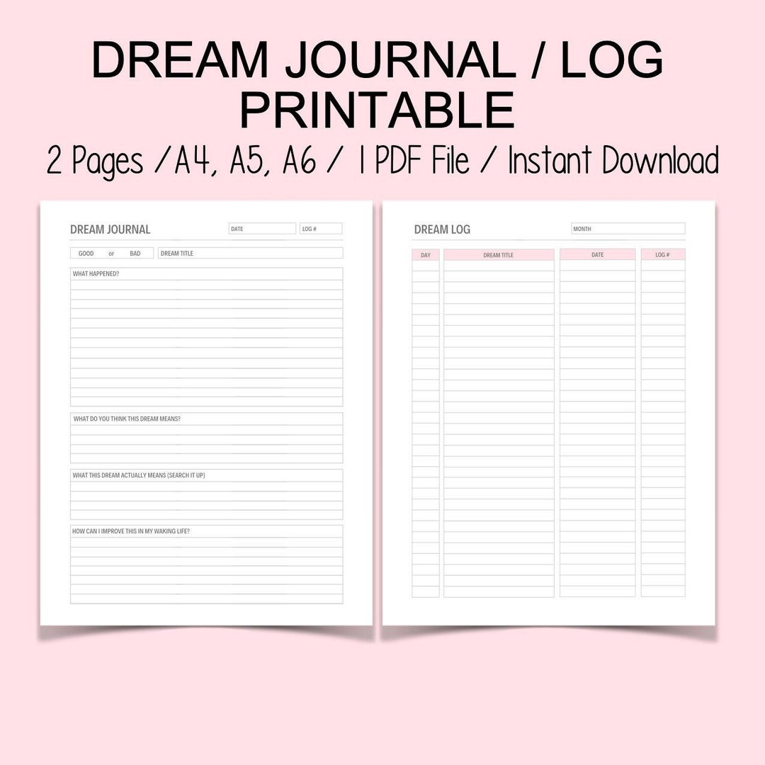 Dream Log Tracker Journal Printable / A4 A5 A6 Bullet Journaling ...