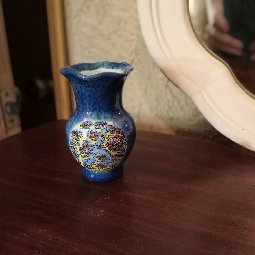 VTG Small Blue Italy Souvenir Vase