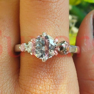Penguin Wedding Engagement Ring, 1.6 Ct Round Cut White Sapphire Solitaire Ring, Anniversary Gift, 925 Sterling Silver, Two Tone Gold Finish