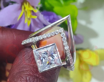 Trio Ring Set, Ct Princess Cut White Sapphire 3pcs Wedding