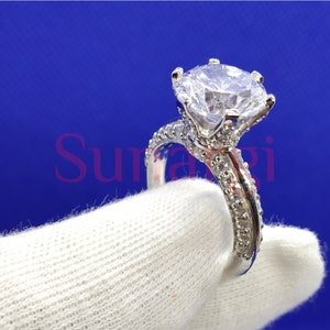 2.80ct Round Brilliant Cut White Sapphire Rings - Beautiful Engagement Ring for Women - Wedding Ring White Gold Finish, Real Sterling Silver