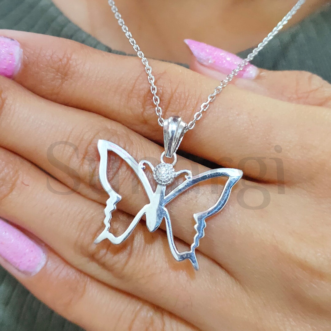 Butterfly Pendant Necklace, Minimalist Necklace, Bridesmaid