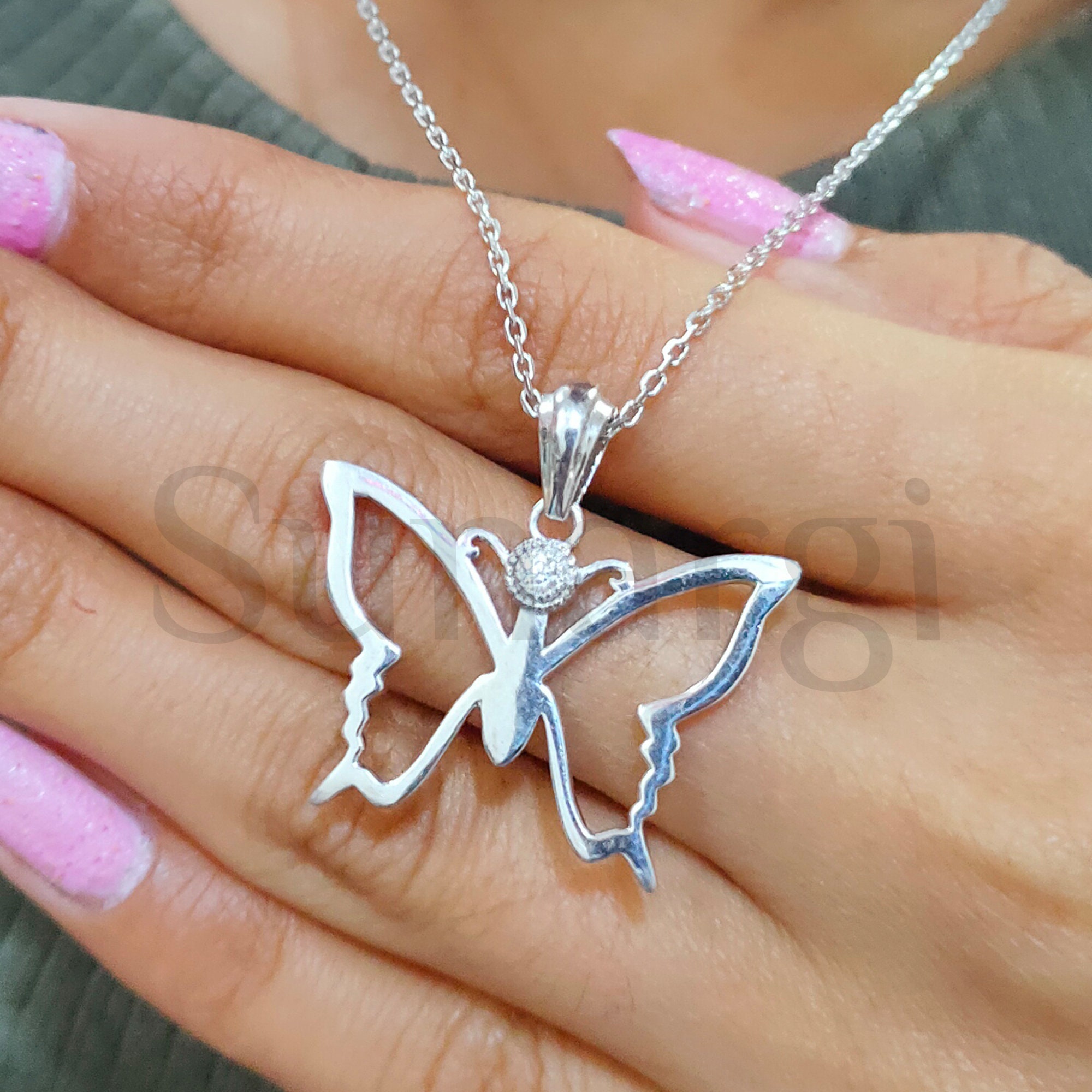 Butterfly Pendant Necklace, Minimalist Necklace, Bridesmaid