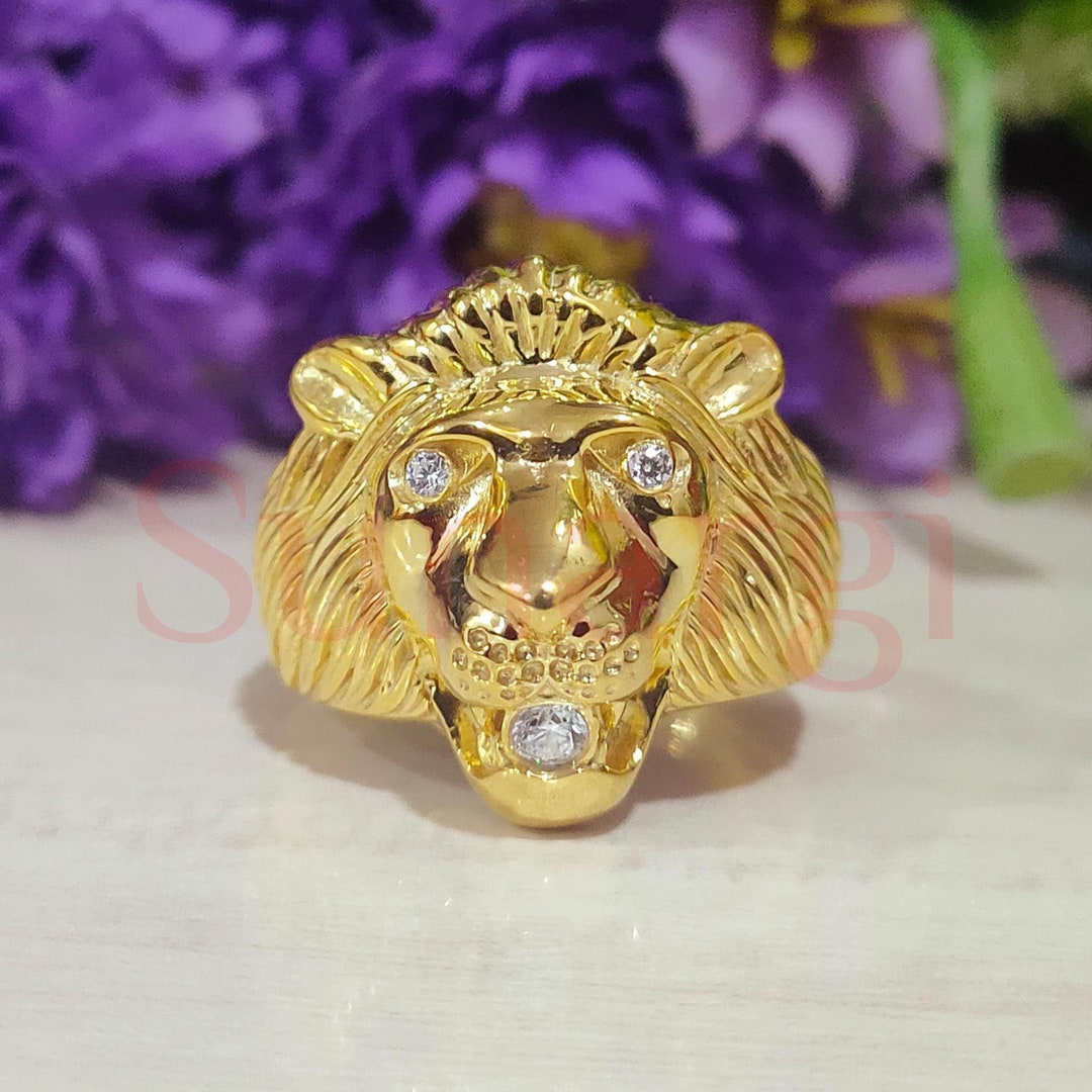 Lion Panther Animal Engagement Ring With White Eyes, Men Women's ...