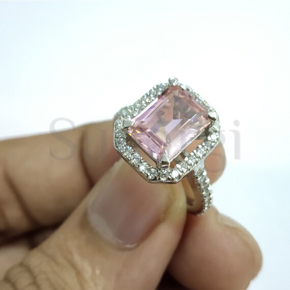 Anello Con Grappolo Floreale Di Zaffiri, Argento Sterling - Foto 9