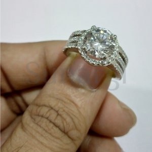 3.00ct Round Cut White Sapphire Rings Beautiful Anniversary Gift Wedding Engagement Ring for Women White Gold Finish Sterling Silver