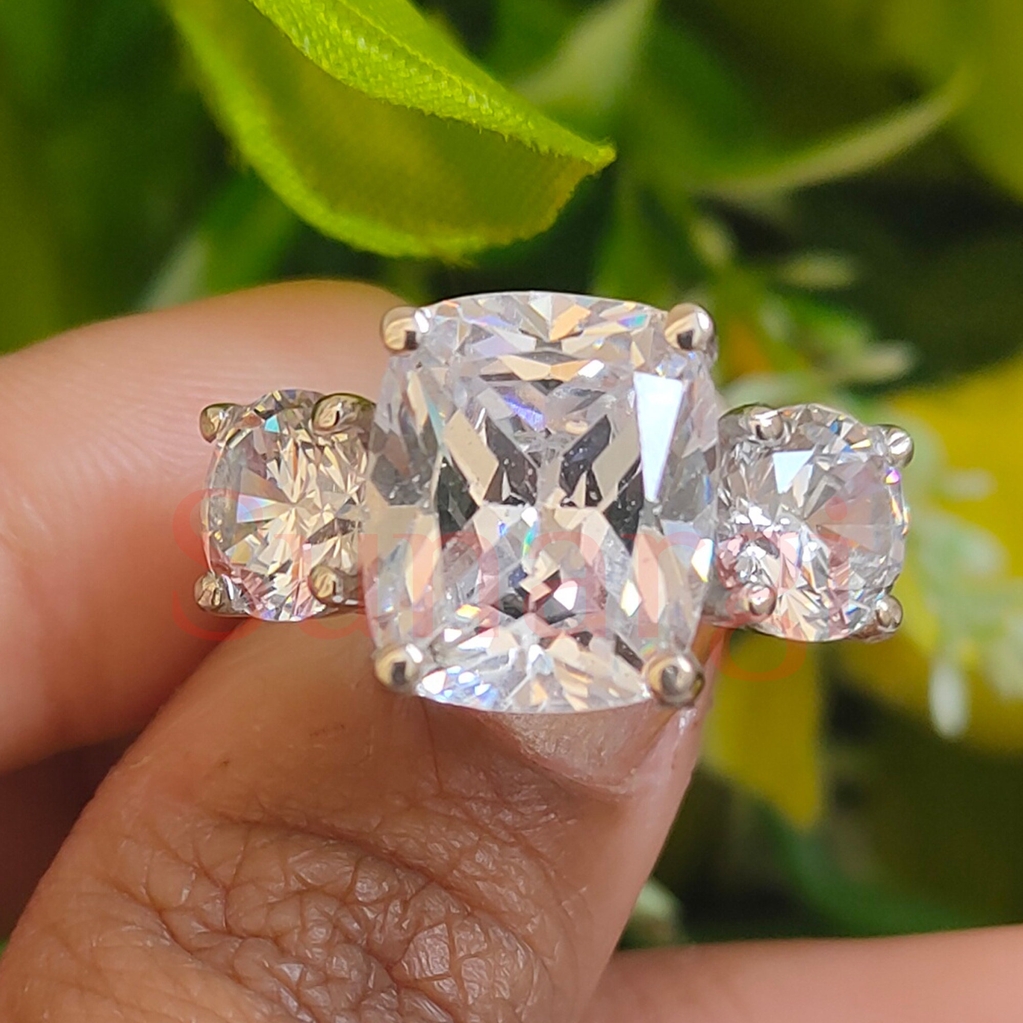 Cushion cut white sapphire ring discount
