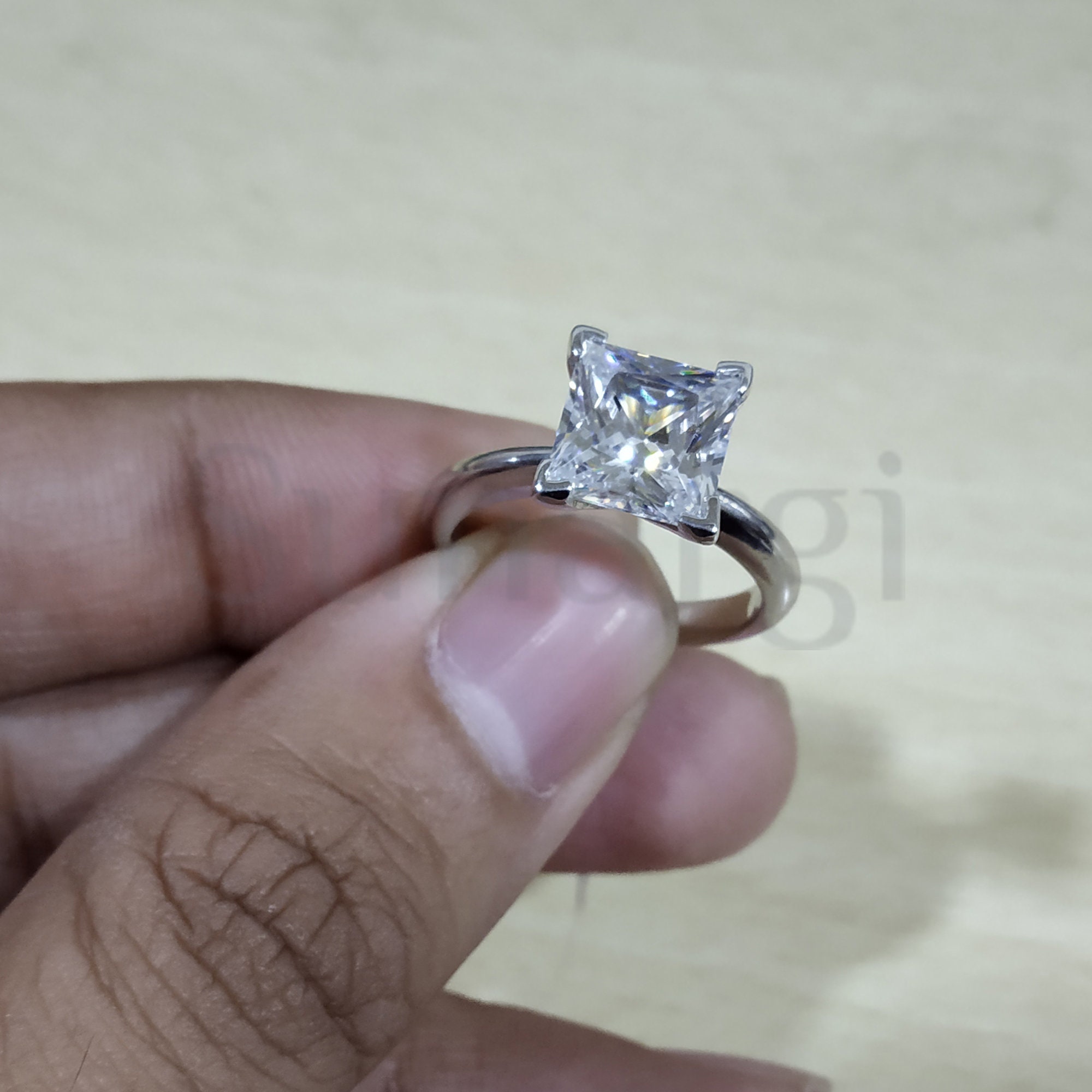 2ct Princess Cut Beautiful White Sapphire Stone Rings | Etsy India