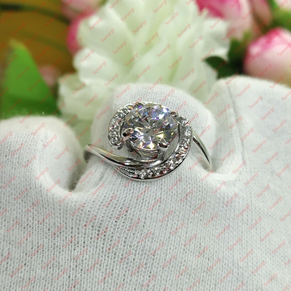 Da Donna Argento Sterling Matrimonio Anello W/Brillante Taglio Cubici - Foto 6